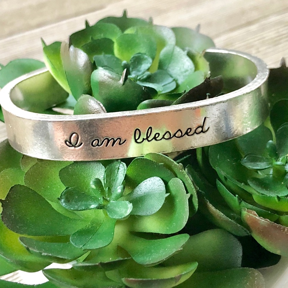 I am blessed Silver Cuff Bracelet